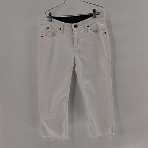Wrangler Q-baby Altered Crop Denim Jeans Size 7 8 White No Gap Waist